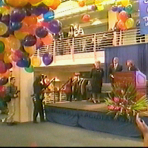 Balloons being released at the dedication of the Curry Student Center