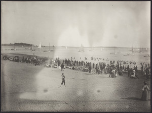 Beach goers at Marine Park in South Boston