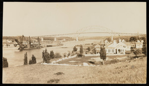 Postcard of the Bourne Bridge from the banks of the Cape Cod Canal