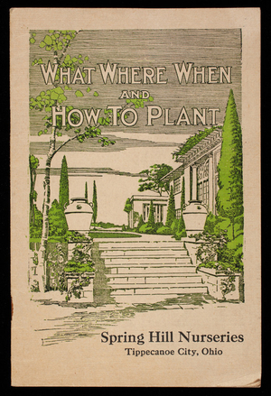 What, where, when and how to plant, concise directions for the planting and care of fruit and ornamental trees, plants, roses, shrubs, evergreens, vines and perennials, 3rd ed., revised and re-edited by Alfred C. Hottes, Spring Hill Nurseries, Tippecanoe City, Ohio