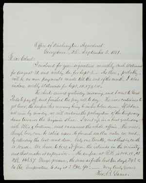 Theodore B. Samo to Thomas Lincoln Casey, September 3, 1881
