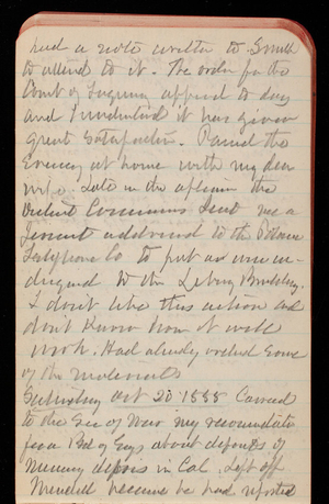 Thomas Lincoln Casey Notebook, September 1888-November 1888, 59, had a note written to Smith