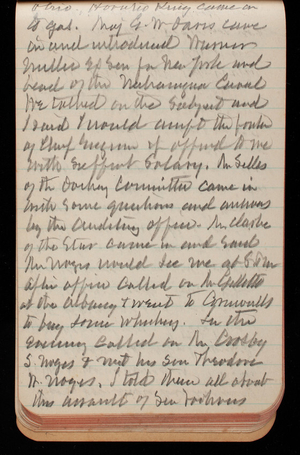 Thomas Lincoln Casey Notebook, November 1894-March 1895, 082, Ohio. Horatio King came on