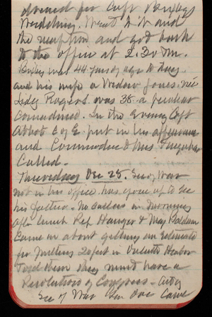 Thomas Lincoln Casey Notebook, November 1893-February 1894, 38, dressed for Capt Bixby's wedding
