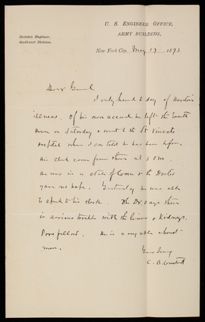 [Cyrus] B. Comstock to Thomas Lincoln Casey, May 17, 1893