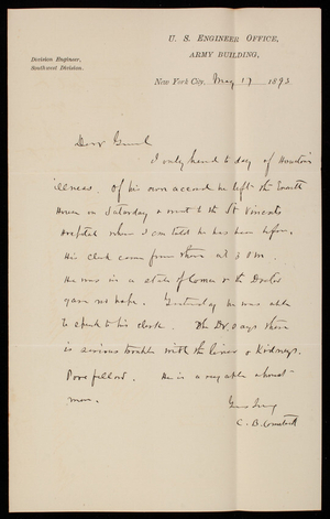 [Cyrus] B. Comstock To Thomas Lincoln Casey, May 17, 1893 - Digital ...