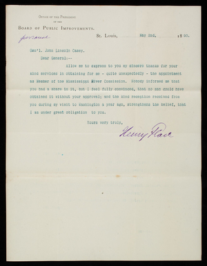 Henry Flad to Thomas Lincoln Casey, May 2, 1890