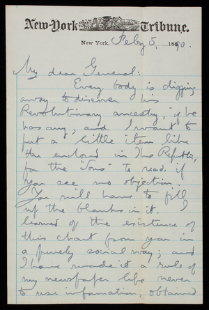 Henry Hall to Thomas Lincoln Casey, February 5, 1890