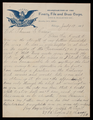 Joseph H. O'Neill to Thomas Lincoln Casey, July 17, 1888