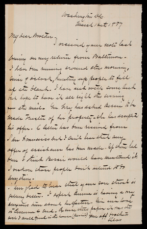 Admiral Silas Casey to Thomas Lincoln Casey, March 16, 1887