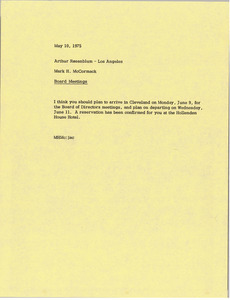 Memorandum from Mark H. McCormack to Arthur Rosenblum