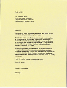 Letter from Mark H. McCormack to James S. Kelly