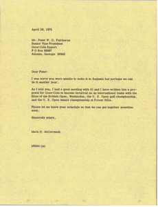 Letter from Mark H. McCormack to Peter W. D. Fairbarns