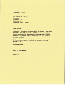 Letter from Mark H. McCormack to George W. Ahl