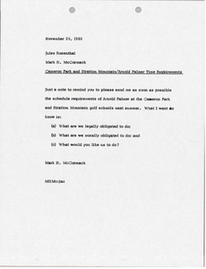 Memorandum from Mark H. McCormack to Jules Rosenthal