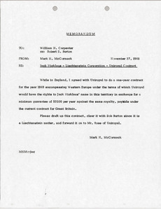 Memorandum from Mark H. McCormack to William H. Carpenter