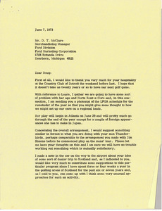 Letter from Mark H. McCormack to Doug McClure