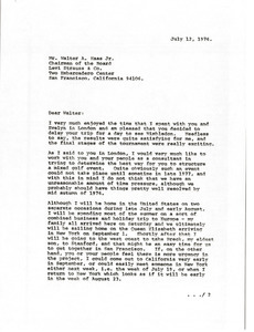 Letter from Mark H. McCormack to Walter A. Haas