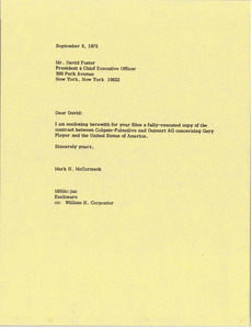 Letter from Mark H. McCormack to David Foster