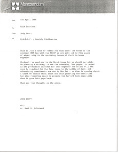 Memorandum from Judy Stott to Rick Isaacson