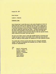 Memorandum from Judy A. Chilcote to Russ Borger