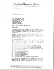 Letter from Mark H. McCormack to Ken Schofield