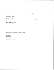 Fax from Mark H. McCormack to Fumiko Matsuki