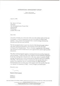 Letter from Mark H. McCormack to John Curry