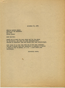 Letter from James Aronson to Shirley Graham Du Bois