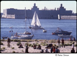 MUSE concert and rally: demonstrators gathered by the Hudson River, the Harborside Terminal in the background