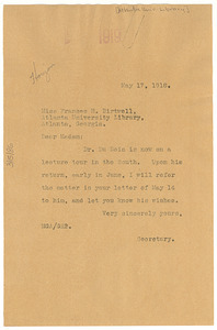 Letter from Madeline G. Allison to Atlanta University Library