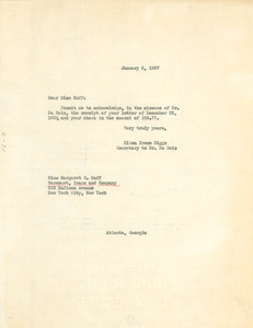 Letter from Ellen Irene Diggs to Harcourt, Brace and Company