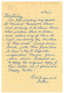 Letter from Du Bois Williams McFarlane to Shirley Graham