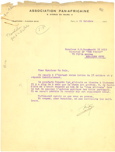 Letter from Isaac Beton to W. E. B. Du Bois