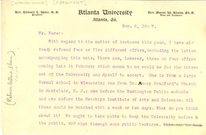 Letter from W. E. B. Du Bois to Atlanta University