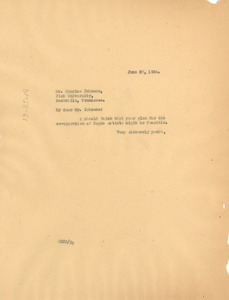 Letter from W. E. B. Du Bois to Charles S. Johnson