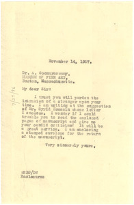 Letter from W. E. B. Du Bois to A. Coomaraswarny