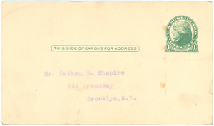 Letter from unidentified correspondent to Nathan D. Shapiro