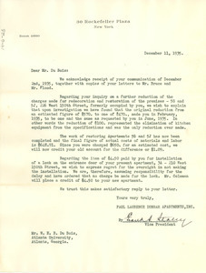 Letter from Dunbar Apartments to W. E. B. Du Bois
