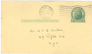 Postcard from Sigma Pi Phi, Zeta Bouléto W. E. B. Du Bois