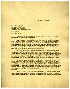 Letter from W. E. B. Du Bois to Vivian Harsh