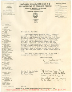 Letter from Walter White to W. E. B. Du Bois