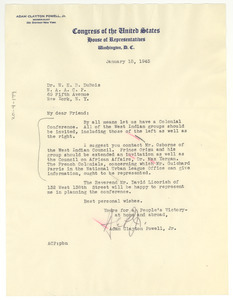 Letter from Adam Clayton Powell, Jr. to W. E. B. Du Bois