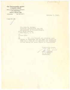 Letter from Czechoslovak United Nations Delegation to Hugh H. Smythe
