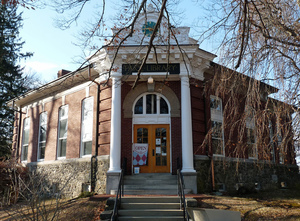 Paige Memorial Library: exterior view of library entrance