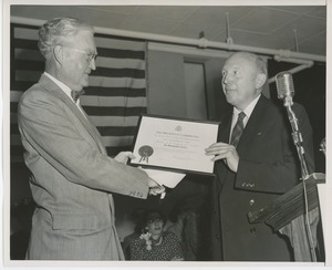 Bruce Barton receiving a citation from the president's committee