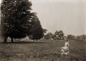 Young girl in a field,Greenwich, Mass.