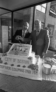 Cake at dedication of Christopher Columbus Park