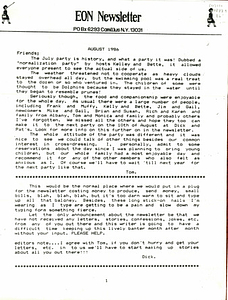 EON Newsletter (August, 1986)