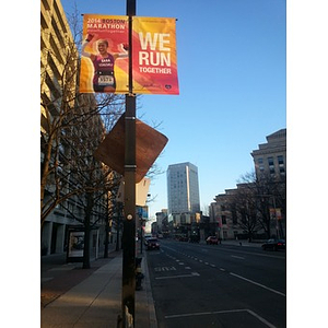 2014 Boston Marathon Banner on Mass Ave (#WeRunTogether)